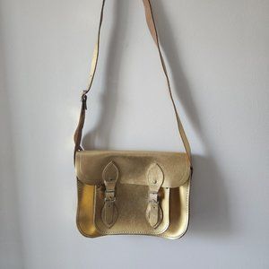 Cambridge Satchel Company Limited Gold Leather Satchel Handbag Purse Crossbody